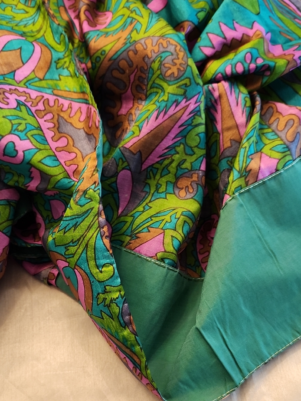 Vintage & New Gorgeous Silk Dupatta from India (Paisley Floral Wrap), $60 - Picture 11 of 11
